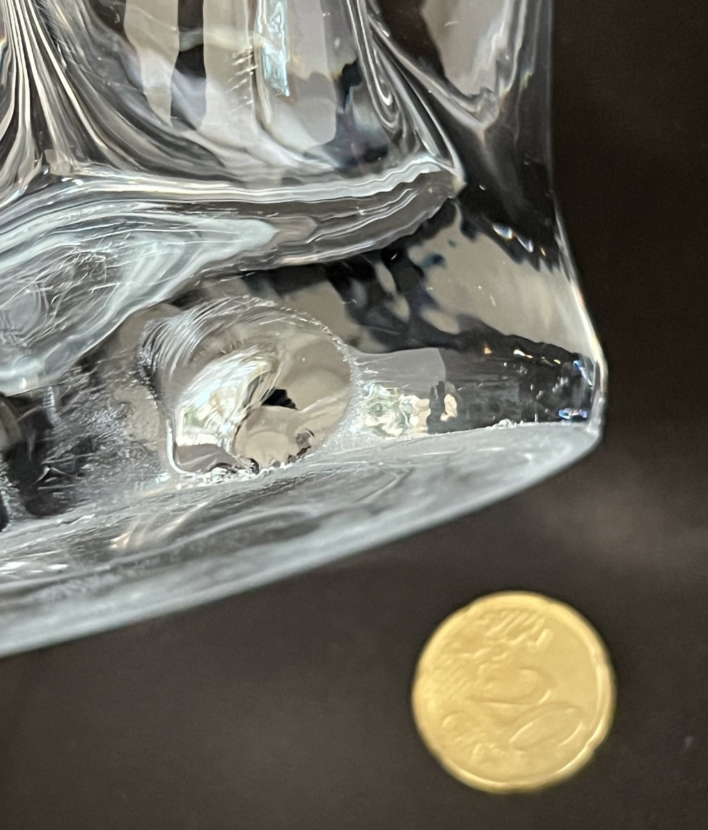 Large "tête De Girafe" Crystal Vase By Art Vannes France, 1950s-photo-7