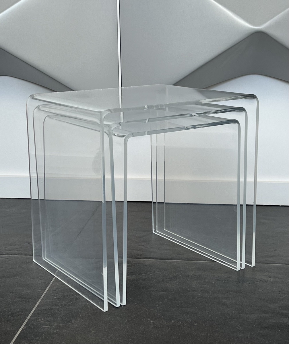 Tables gigognes en plexiglas par Michel Dumas, France années 70-photo-3