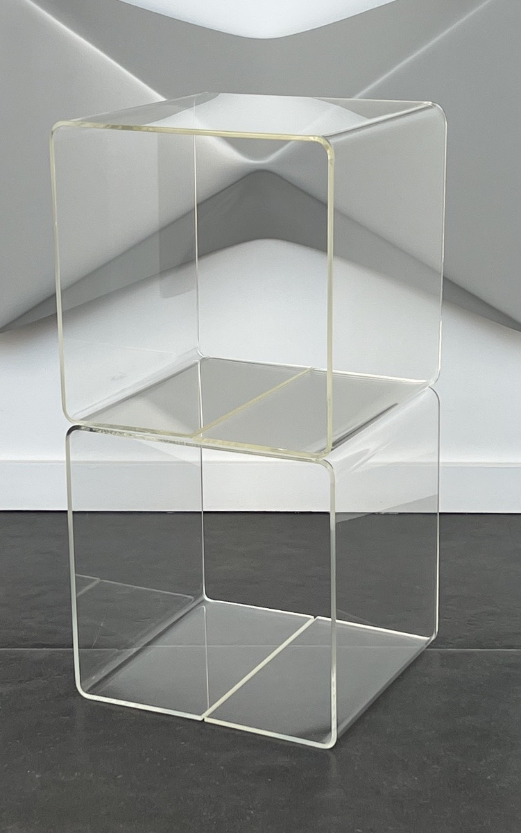 Side Table, Plexiglas Cube Shelf By Michel Dumas, France 1970s-photo-2