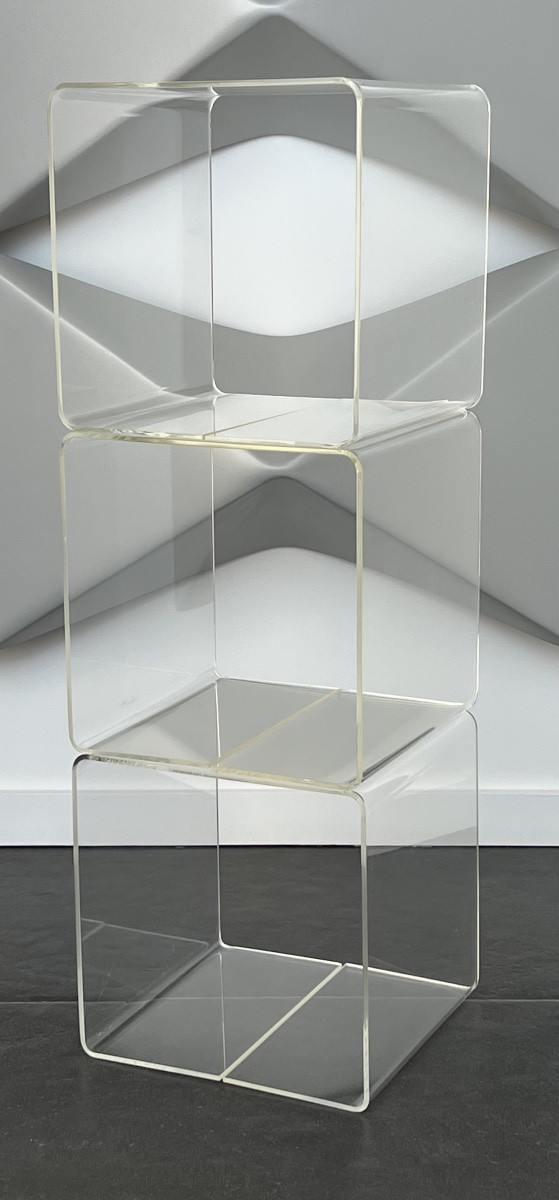 Side Table, Plexiglas Cube Shelf By Michel Dumas, France 1970s-photo-3