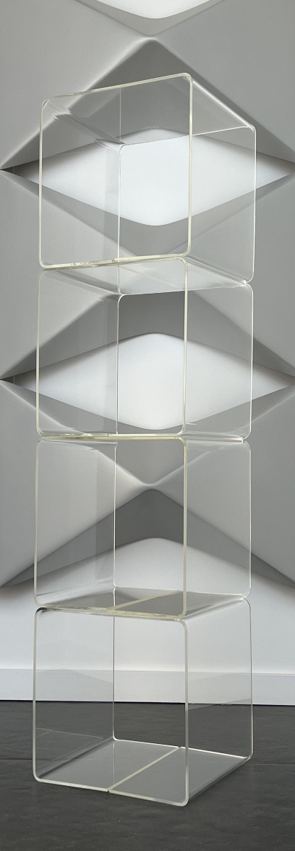 Side Table, Plexiglas Cube Shelf By Michel Dumas, France 1970s-photo-4