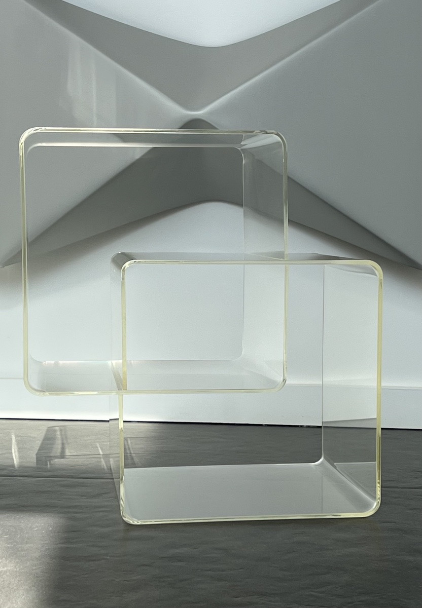 Side Table, Plexiglas Cube Shelf By Michel Dumas, France 1970s-photo-6