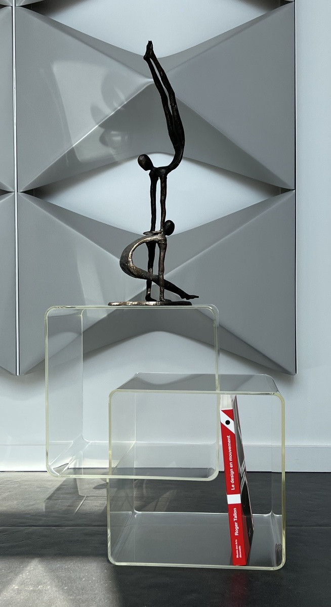 Side Table, Plexiglas Cube Shelf By Michel Dumas, France 1970s-photo-7