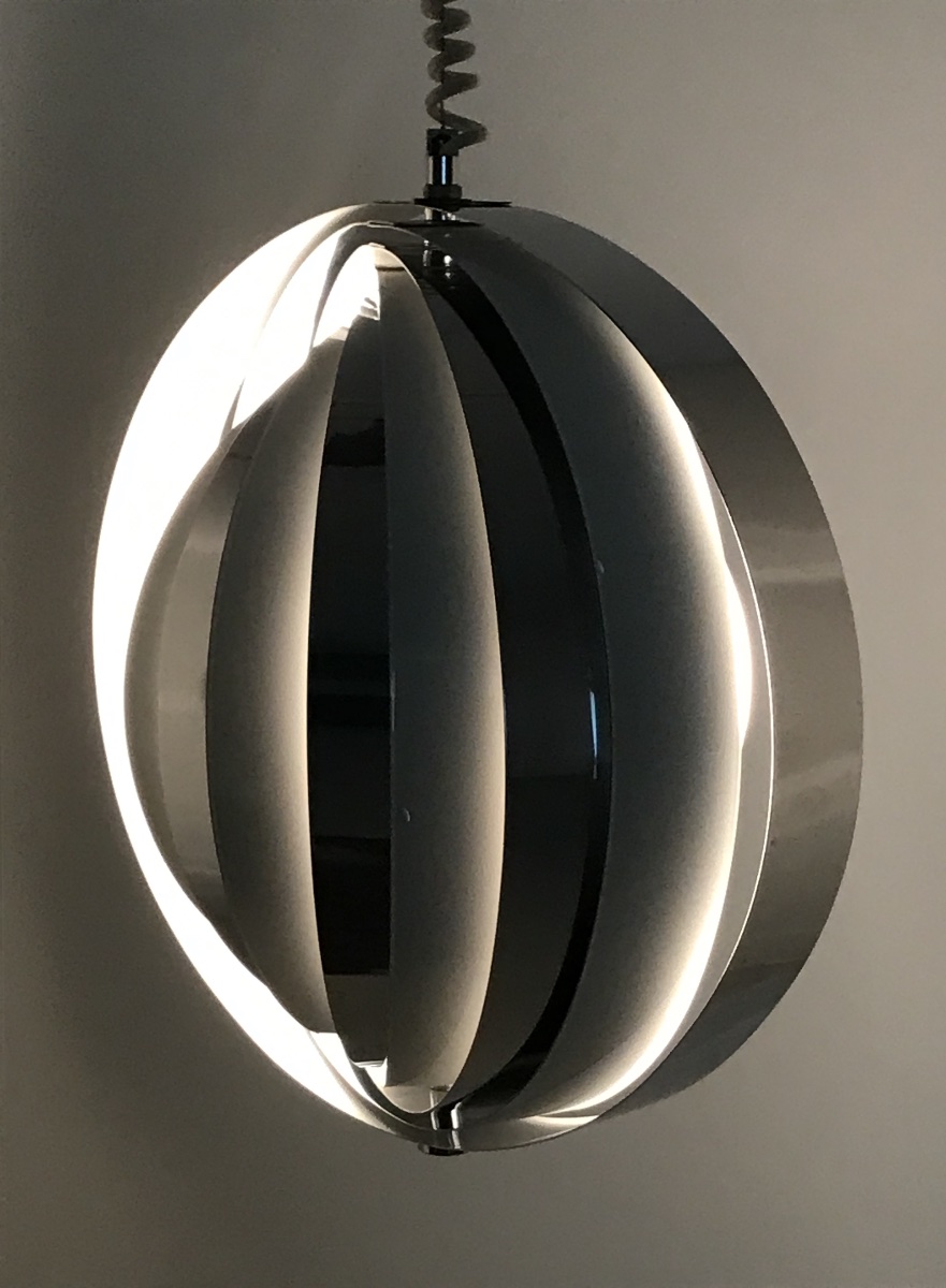 Moon Suspension With White And Chrome Slats, Denmark 60s-photo-5