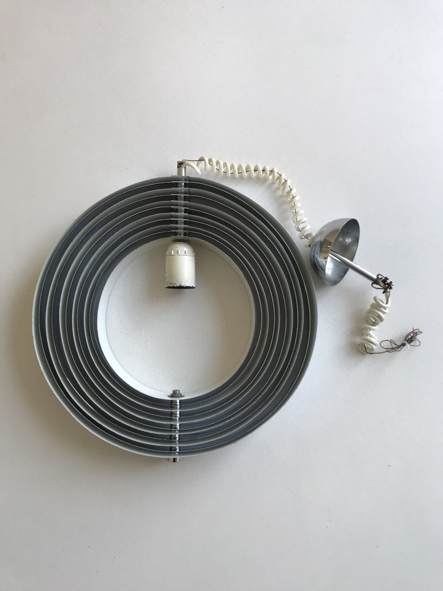 Moon Suspension With White And Chrome Slats, Denmark 60s-photo-8