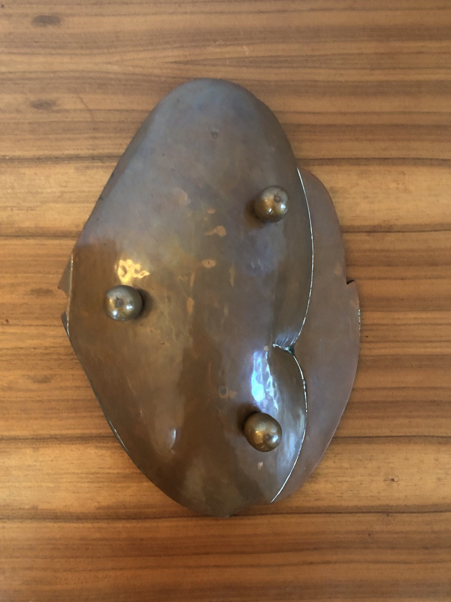 Coupe "Poisson" en cuivre et nacre par G. Espinosa, Mexique années 60-photo-4