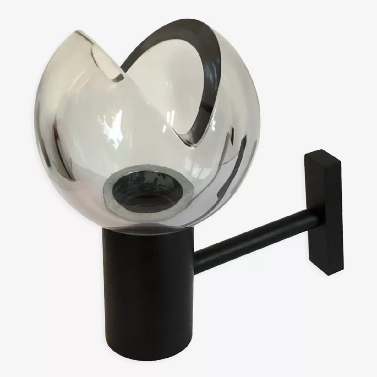Applique de Flavio Poli pour Seguso en verre de Murano fumé gris, Italie années 70
