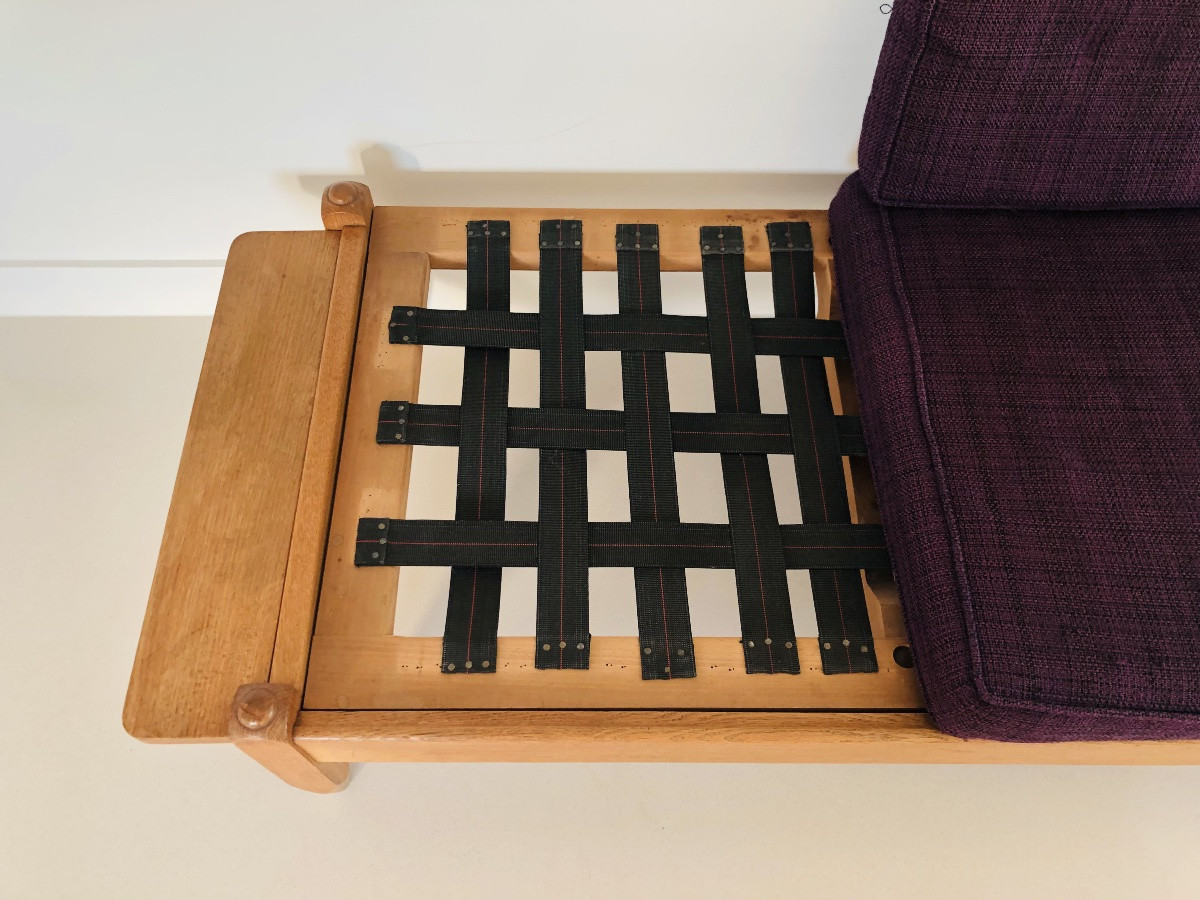 Oak Bench Seat By Guillerme & Chambron For "votre Maison", France 1960's-photo-1