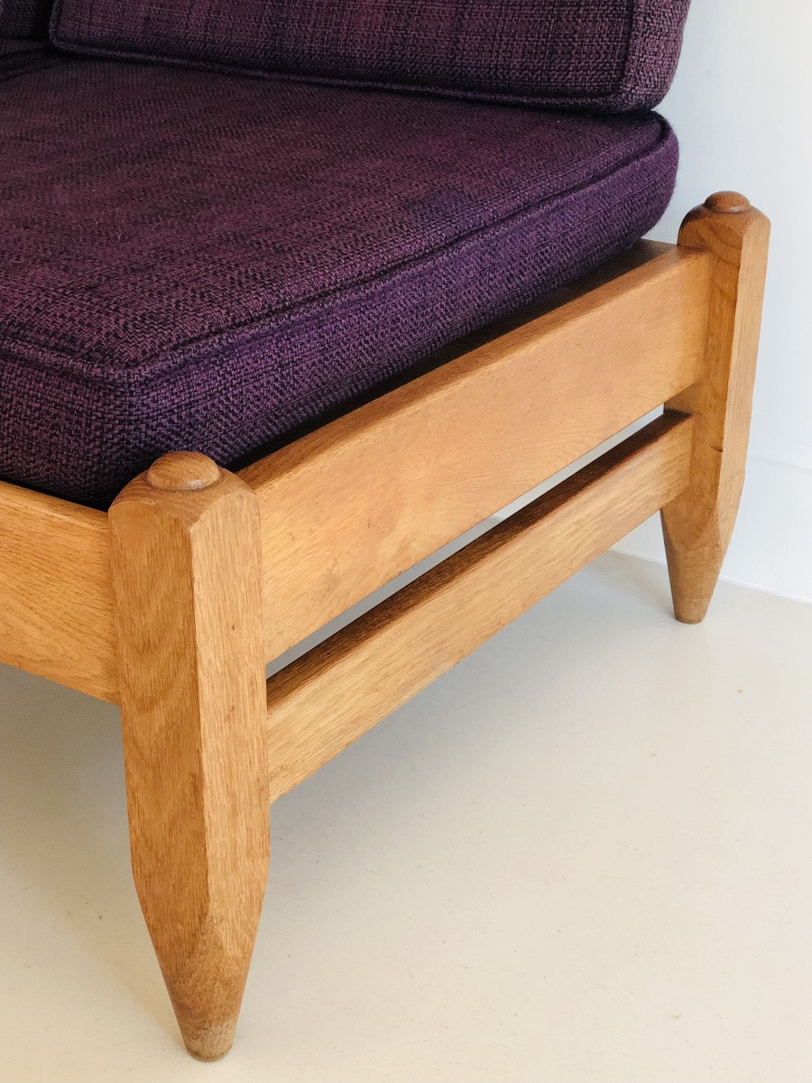 Oak Bench Seat By Guillerme & Chambron For "votre Maison", France 1960's-photo-2