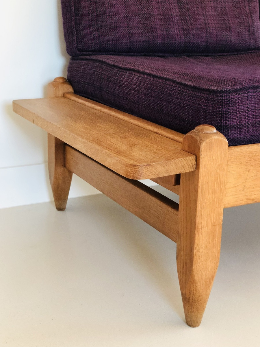 Oak Bench Seat By Guillerme & Chambron For "votre Maison", France 1960's-photo-3