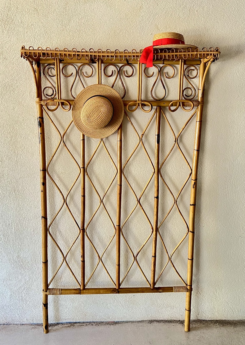 Portemanteau en rotin par Bonacina, Italie années 60-photo-3