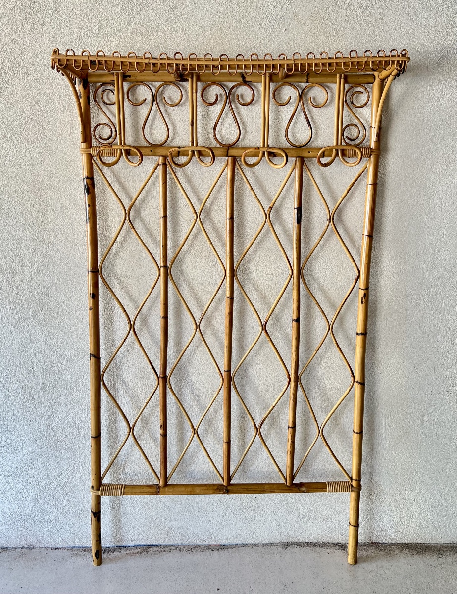 Portemanteau en rotin par Bonacina, Italie années 60-photo-8