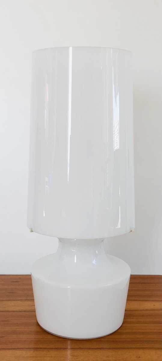 Lampe de salon en verre blanc, Italie années 60-photo-1