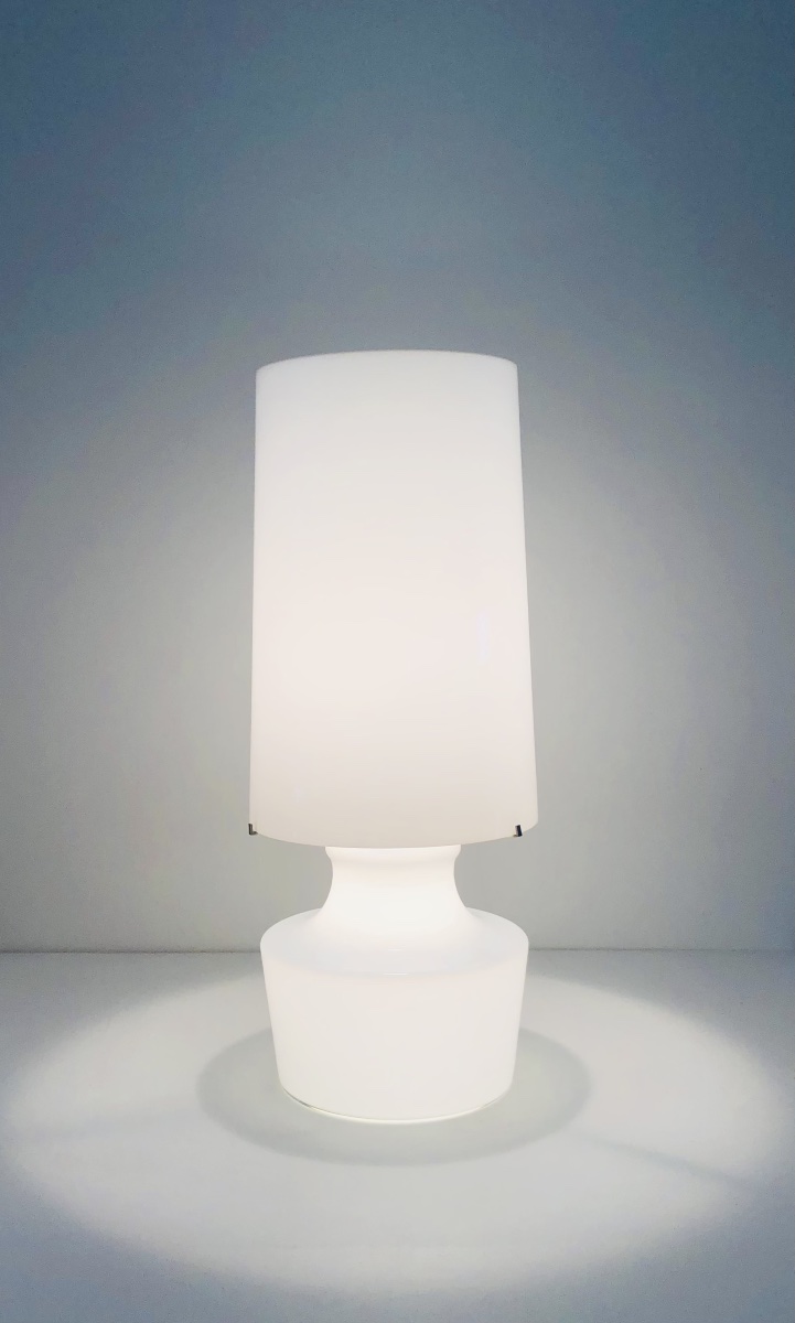 Lampe de salon en verre blanc, Italie années 60-photo-4