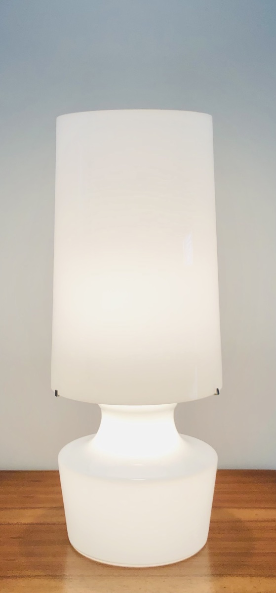 Lampe de salon en verre blanc, Italie années 60-photo-6