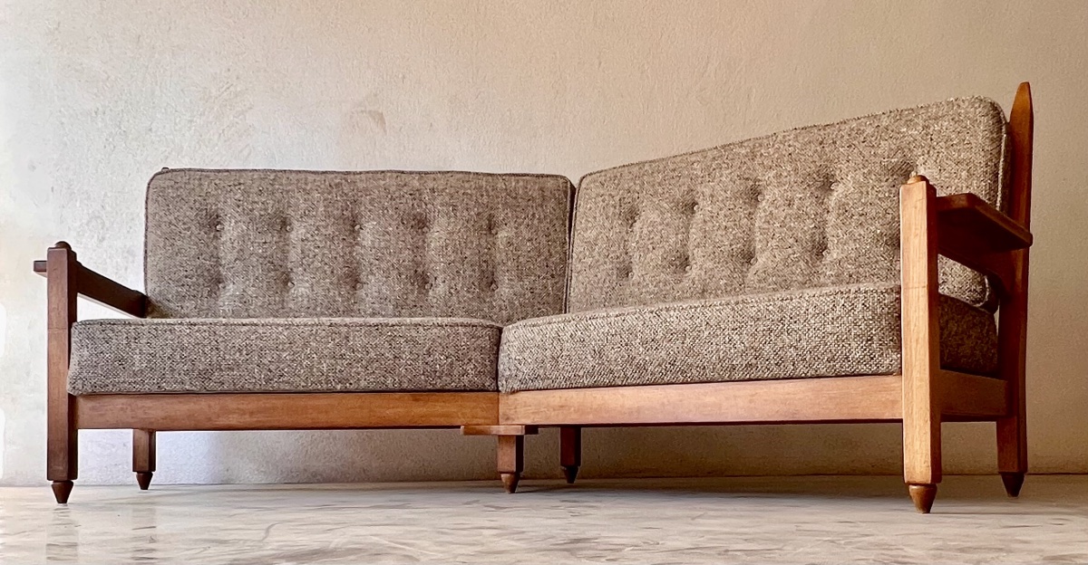 Corner Bench By Guillerme And Chambron For "votre Maison," France, 1960s-photo-2