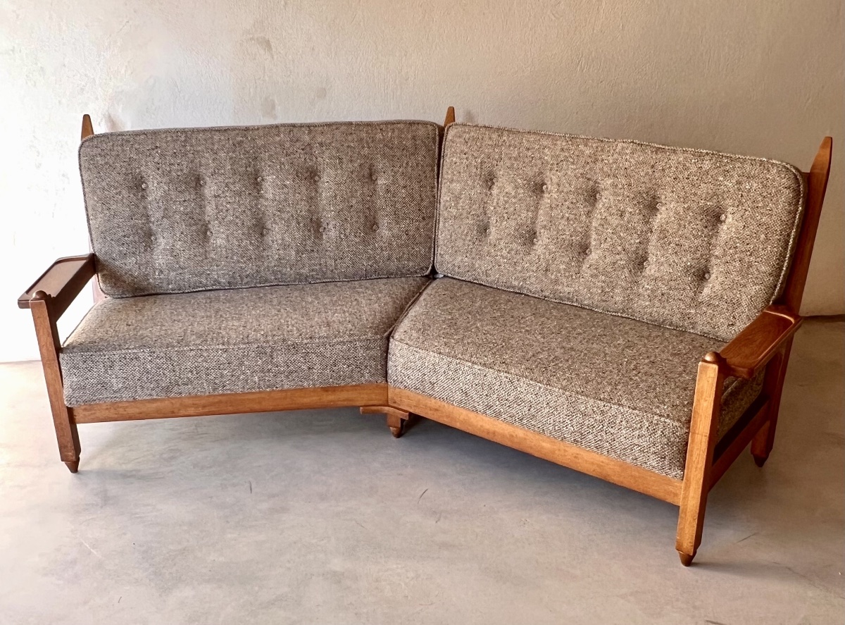 Corner Bench By Guillerme And Chambron For "votre Maison," France, 1960s-photo-3