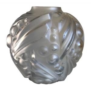 Art Deco Blown-molded Glass Vase Signed Degué
