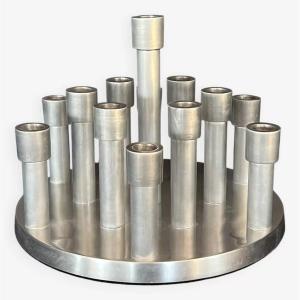 Aluminum Chandelier With 13 Candles, France, 1970s