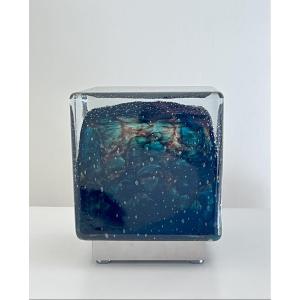 Lampe à poser cubique grand modèle en verre de Murano par Limburg, Allemagne années 70