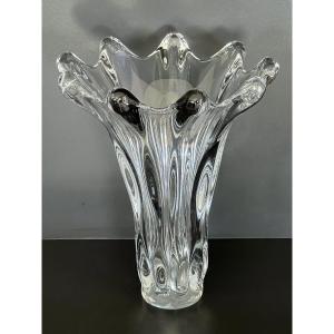 Large "tête De Girafe" Crystal Vase By Art Vannes France, 1950s