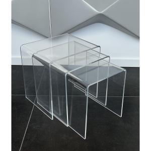 Plexiglas Nesting Tables By Michel Dumas, France 1970s