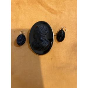 Camée+paire De Boucle D’oreilles 