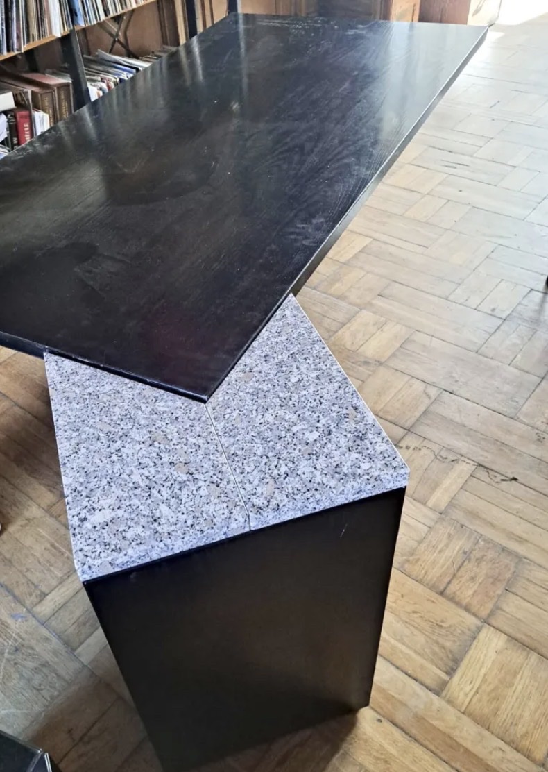 Large Lacquered Wood And Granite Desk From The 1980s-photo-2