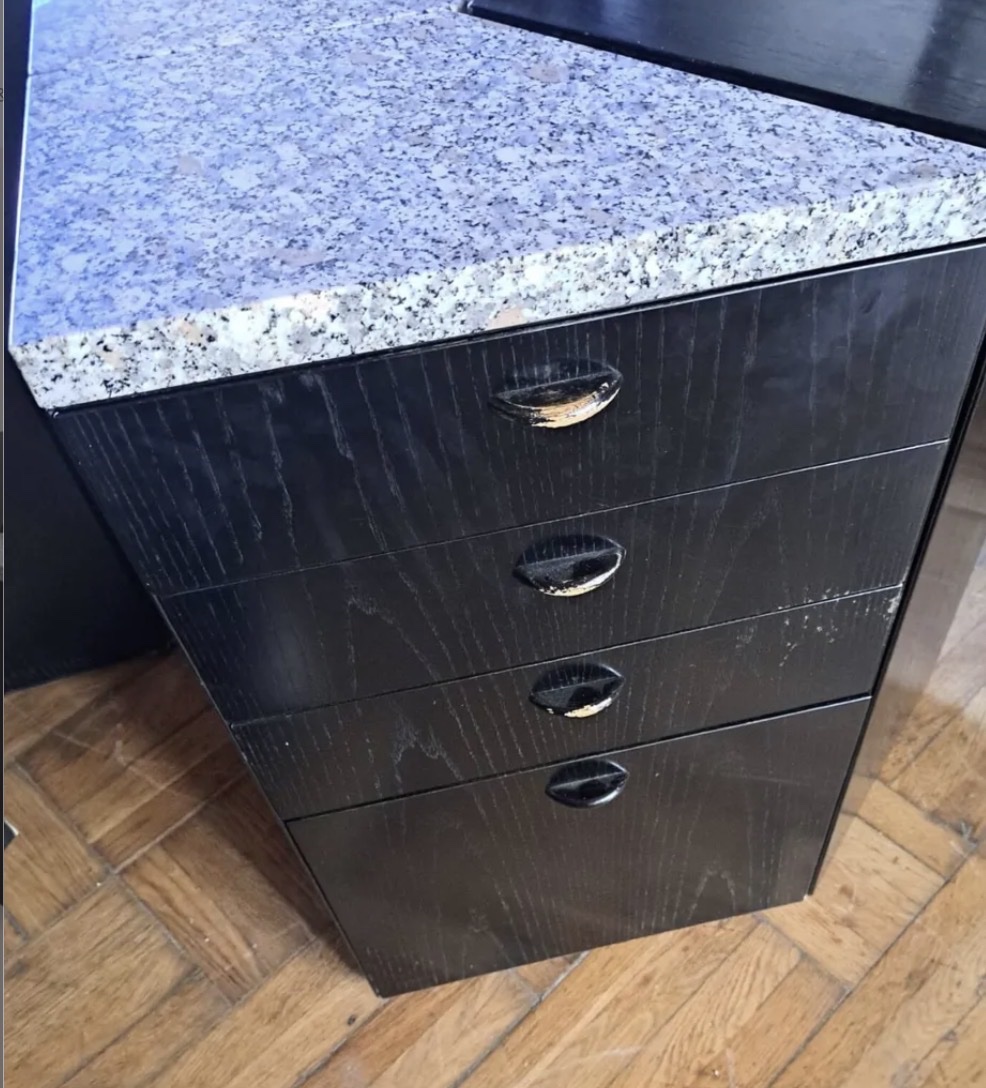 Large Lacquered Wood And Granite Desk From The 1980s-photo-3