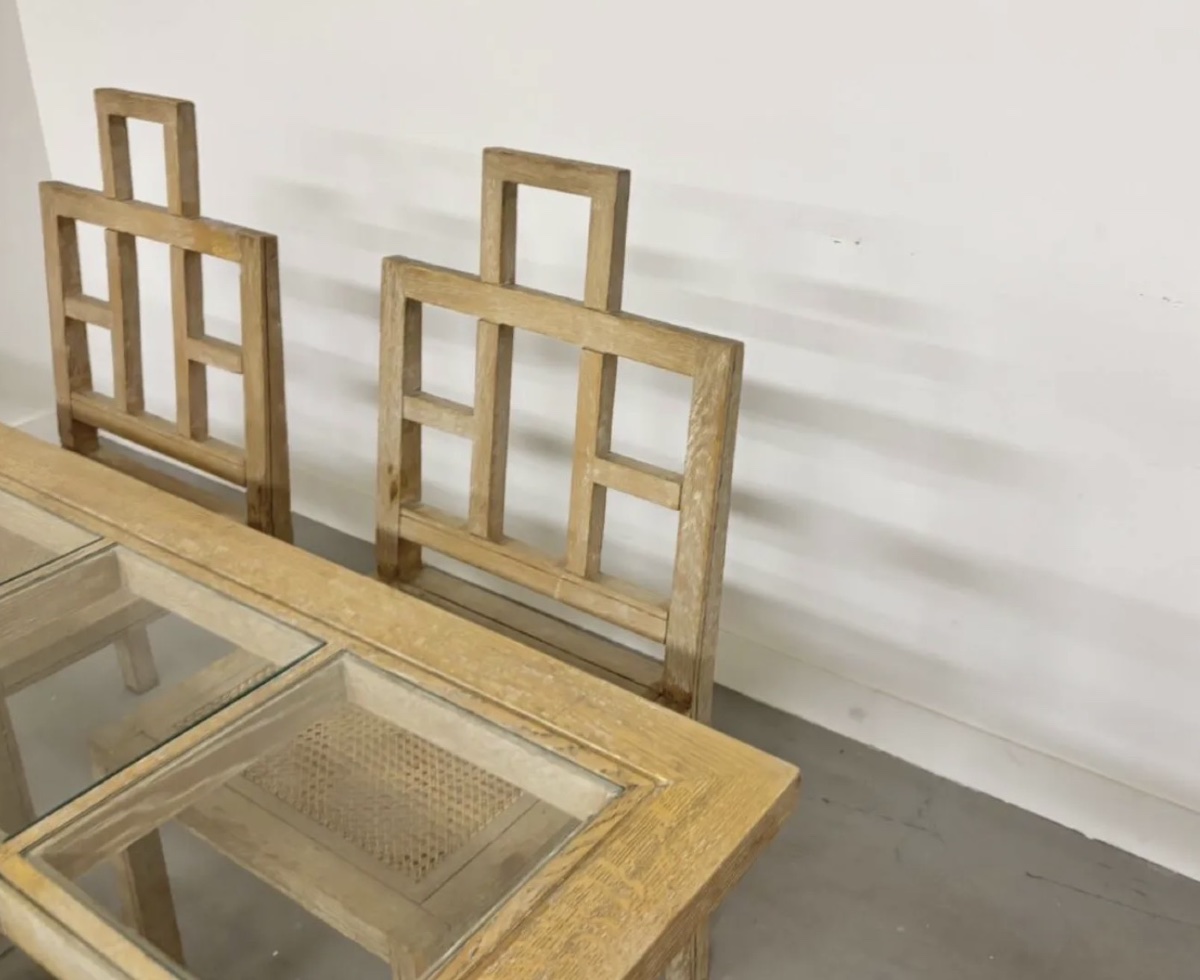 Set Of 6 Chairs And A Dining Table In Ceruse Oak, 1980-photo-3