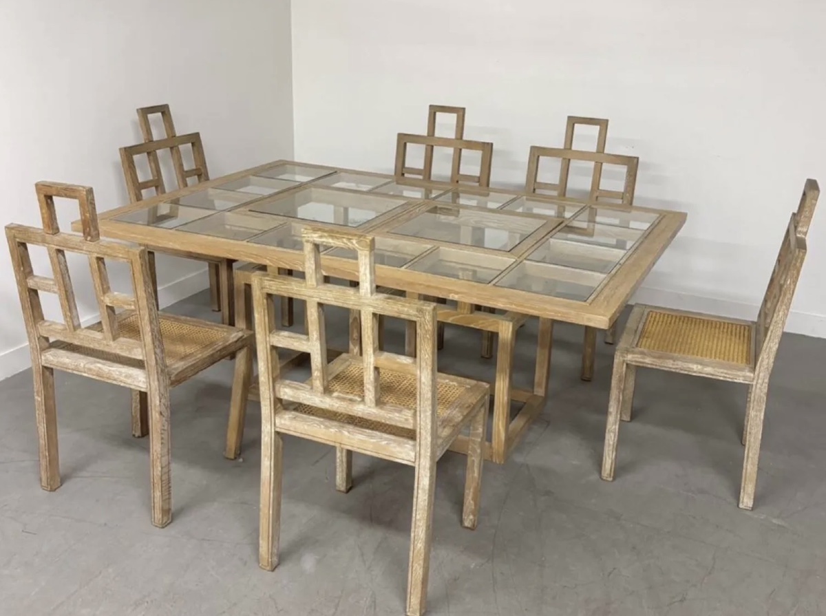 Set Of 6 Chairs And A Dining Table In Ceruse Oak, 1980-photo-1