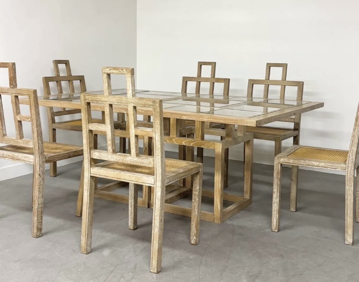 Set Of 6 Chairs And A Dining Table In Ceruse Oak, 1980-photo-2
