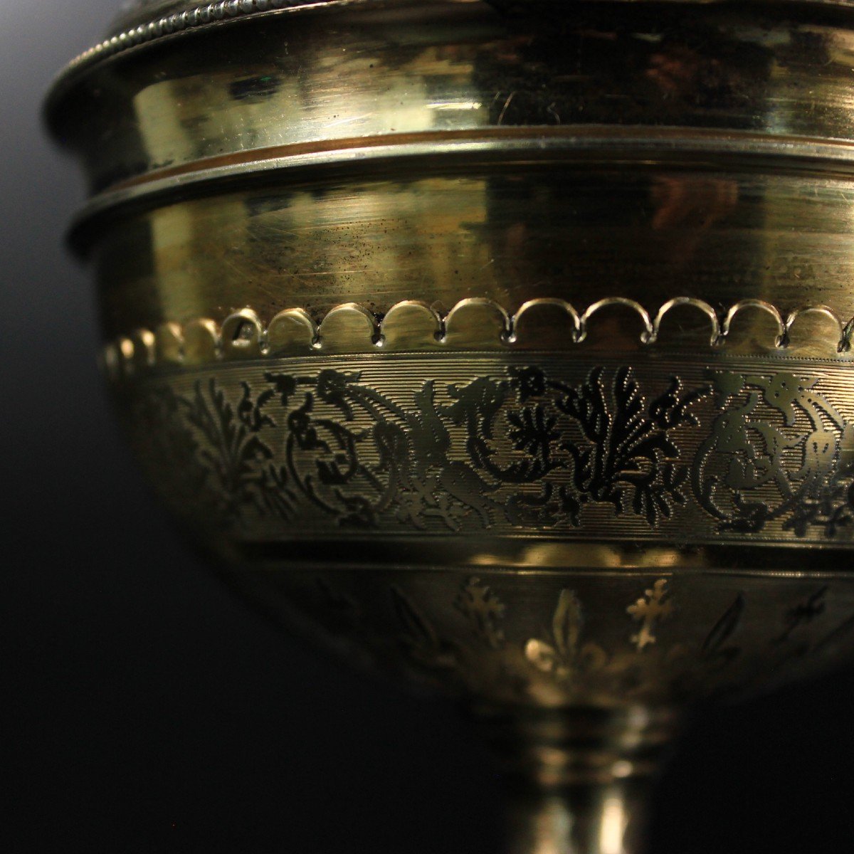 Calice Ciboire Gothique Antique Argent Vermeil 950/1000 Tête Minerve France 19ème-photo-4
