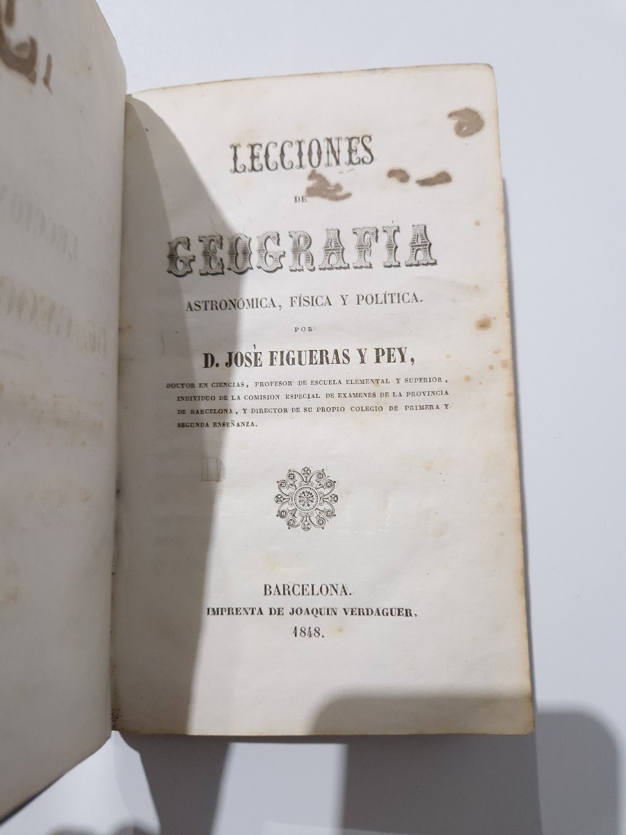 Spanish Antique Book Geaography, Philosophy, Astronomy José Figueras Y Pey 1848-photo-2