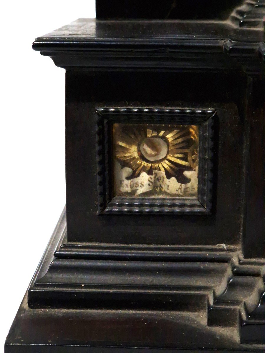 18th Cent Crucifix Reliquary 6 Relic Sepulcher Christ, St Paul, Peter, Philomena-photo-2