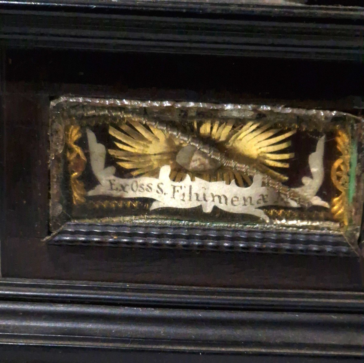 18th Cent Crucifix Reliquary 6 Relic Sepulcher Christ, St Paul, Peter, Philomena-photo-4