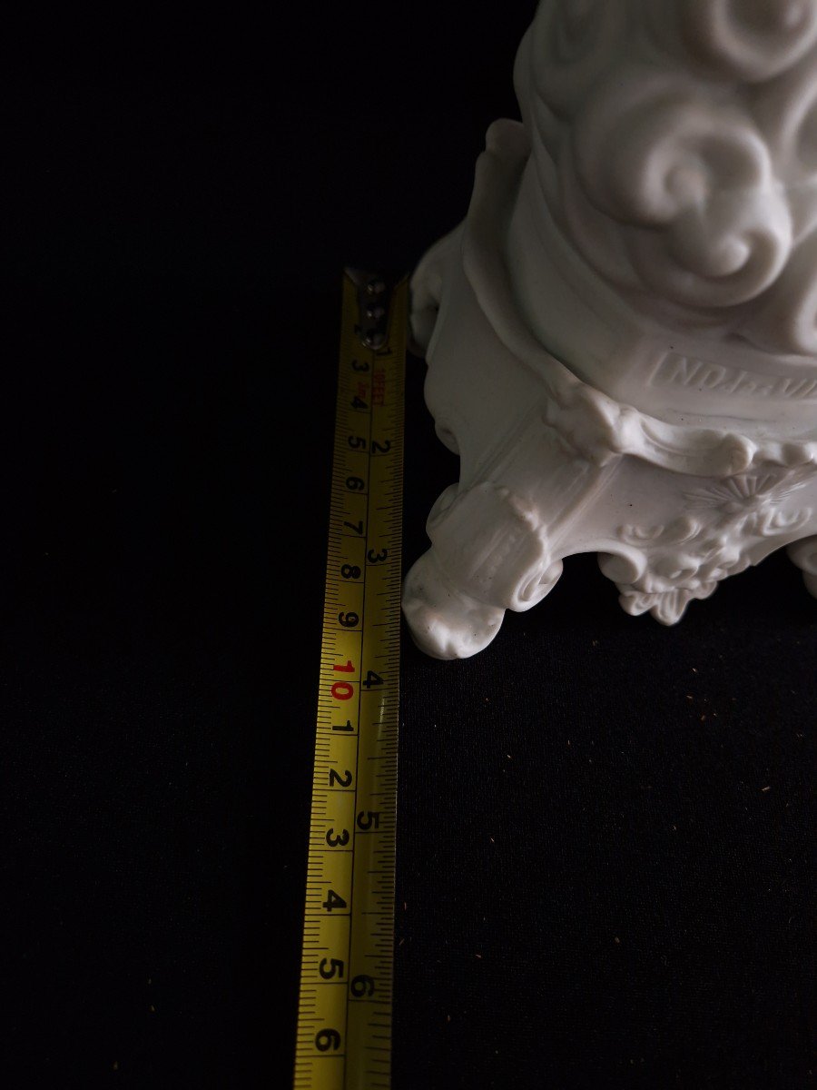 19th Century Biscuit Porcelain Figurine “our Lady Of Victories” Virgin Mary And Child-photo-5