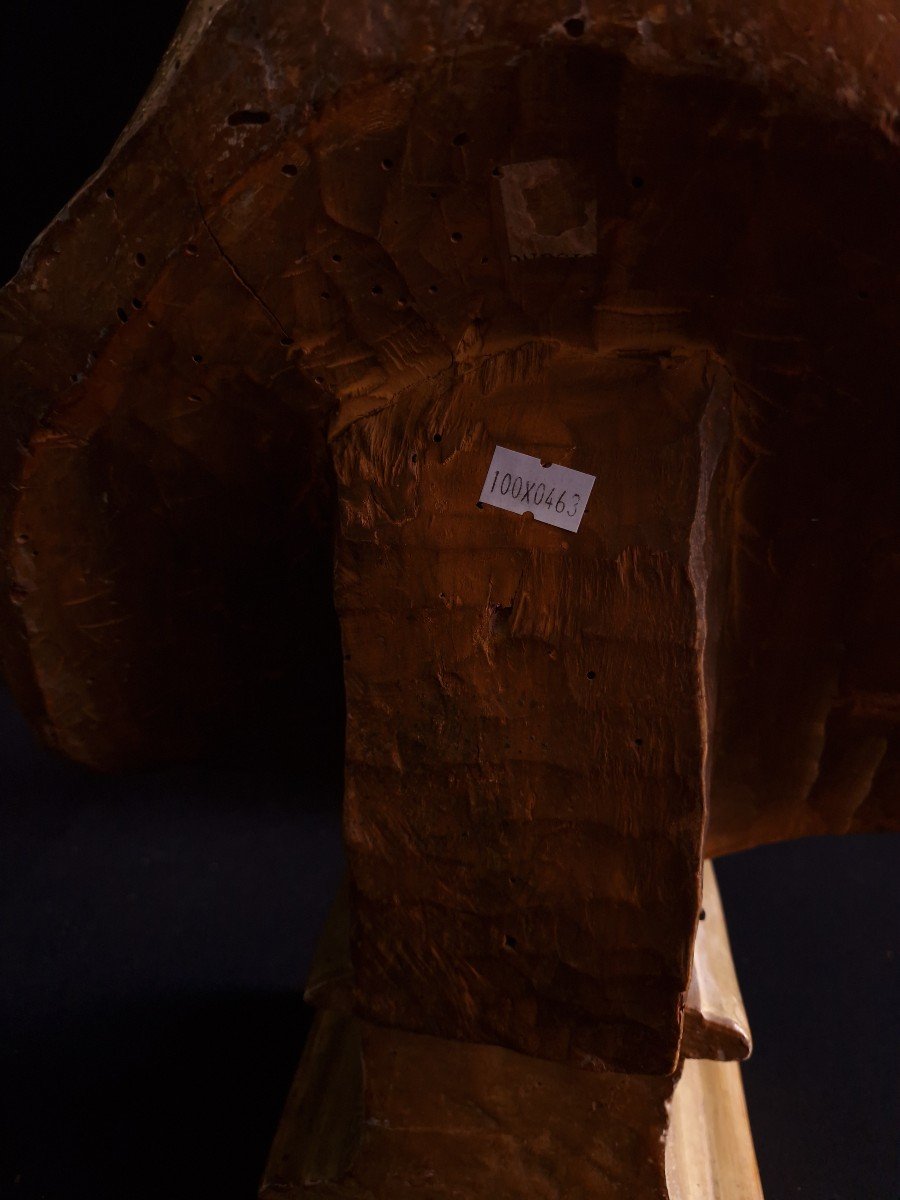 Buste Reliquaire Du XVIIIe Siècle Avec Reliques De Première Classe De Saint Wolfgang, Dorure Os-photo-2