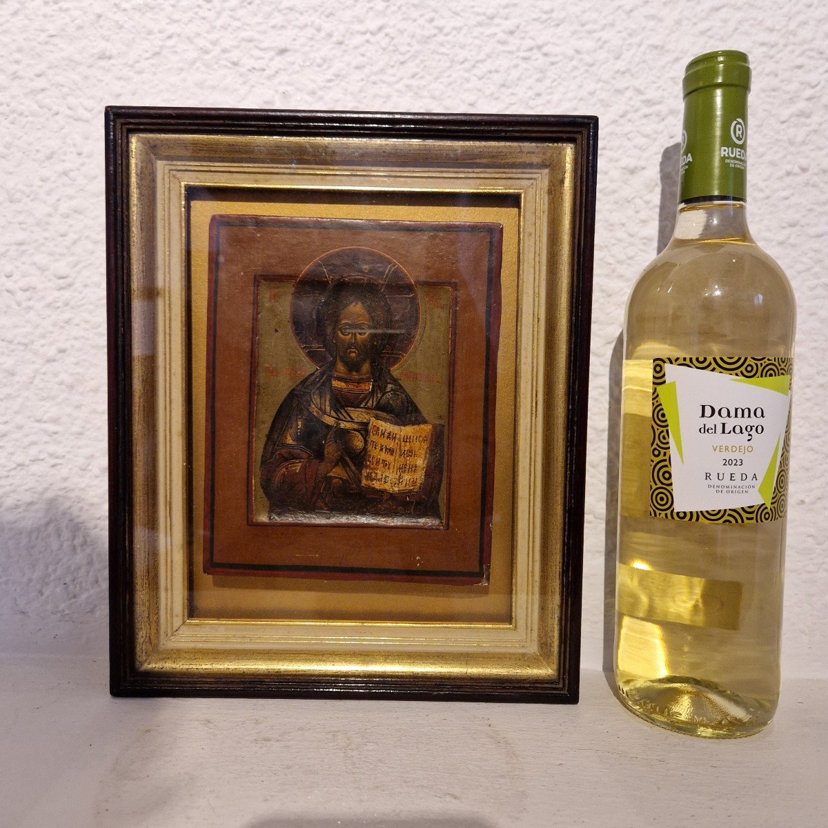 Christ Pantocrator, Tempera Sur Bois, Icône Russe Des Vieux Croyants, XIXe Siècle-photo-3