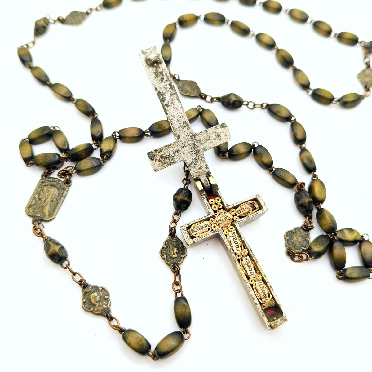 Croix Reliquaire De 1re Classe Reliques De Plusieurs Saints, Rosaire