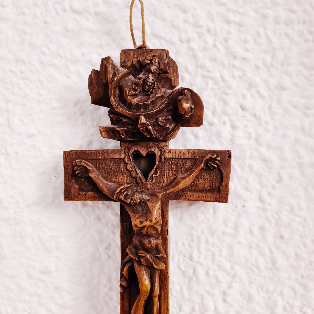Reliquaire Crucifix Sculpté Allemand Du XVIIIe Siècle Avec Collection De Reliques-photo-3