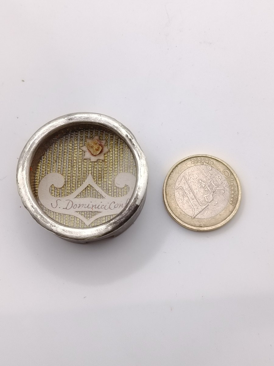 XIXe siècle. Reliquaire de 1re classe, relique de saint Dominique + cachet de cire-photo-4