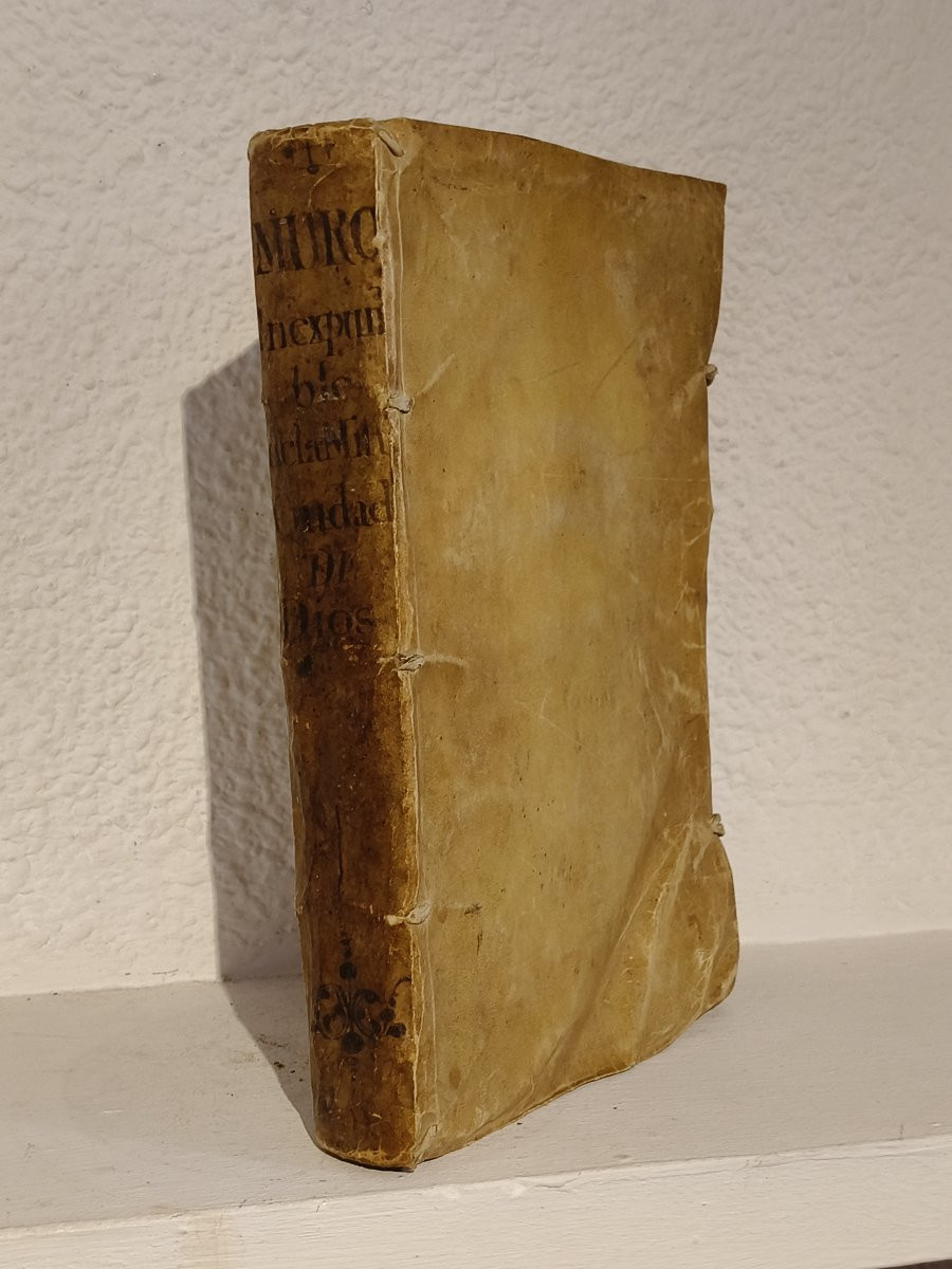 1735 Spanish Book, Sagrado Inexpugnable, Vellum Cover, Two-ink Text, Engraving-photo-3