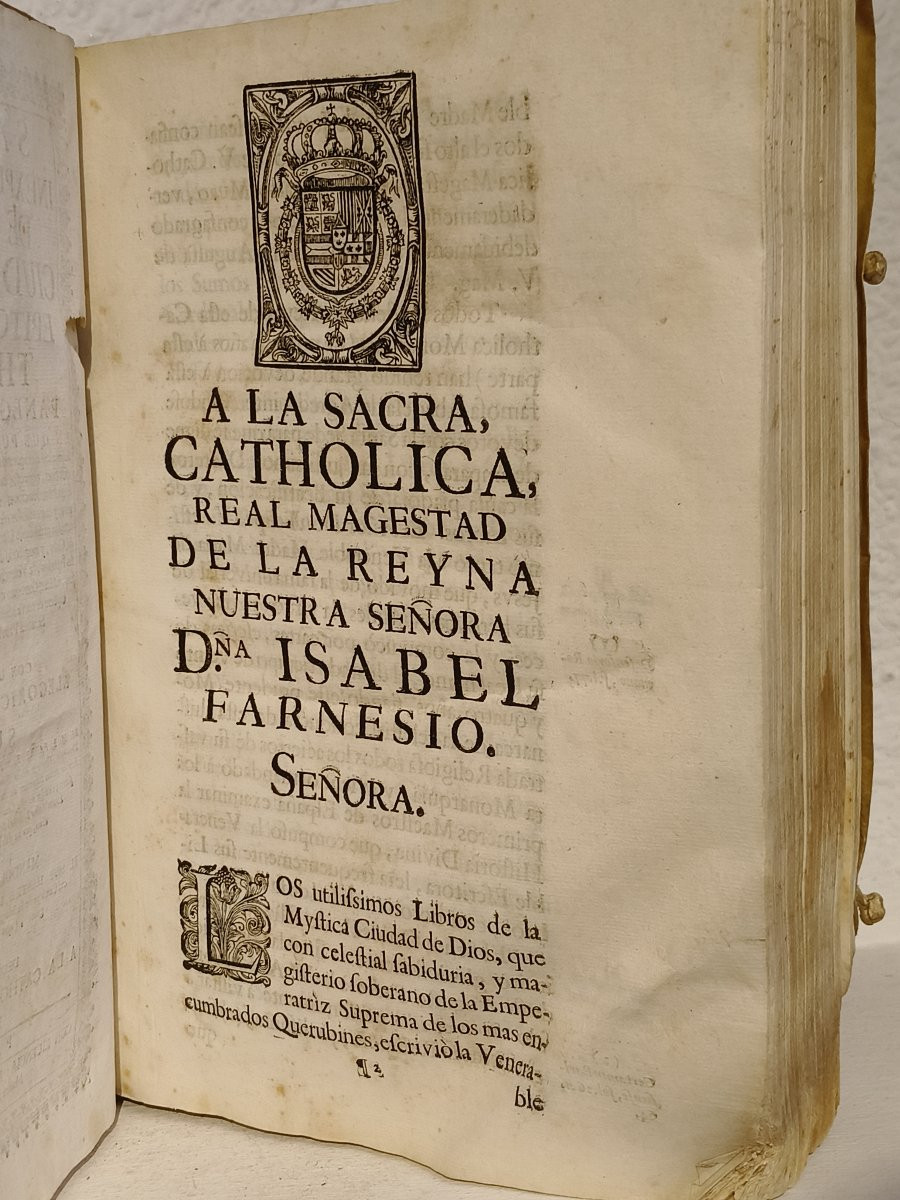 1735 Spanish Book, Sagrado Inexpugnable, Vellum Cover, Two-ink Text, Engraving-photo-2