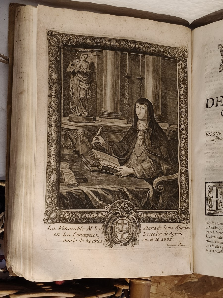 1735 Spanish Book, Sagrado Inexpugnable, Vellum Cover, Two-ink Text, Engraving