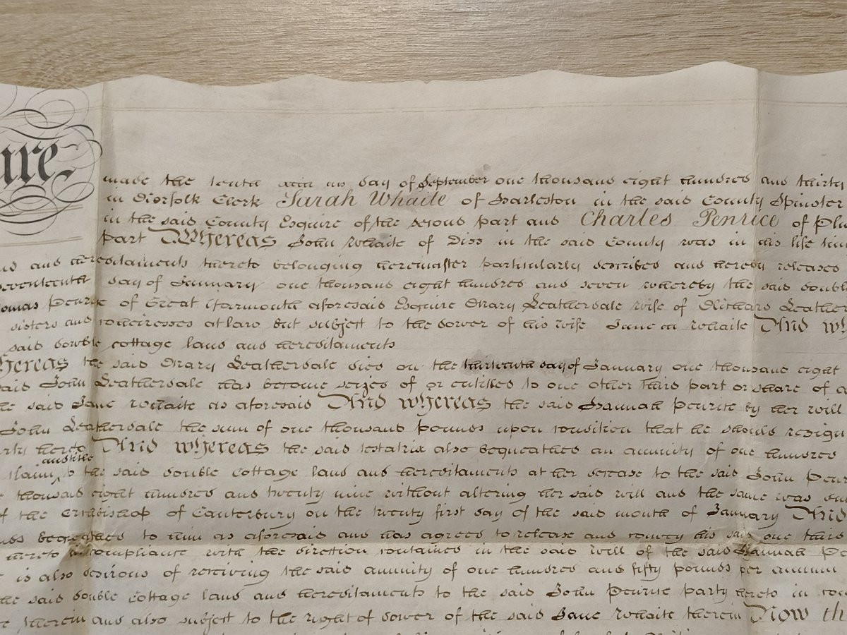 Document d'engagement rare en vélin du XIXe siècle, belle écriture, Angleterre-photo-4