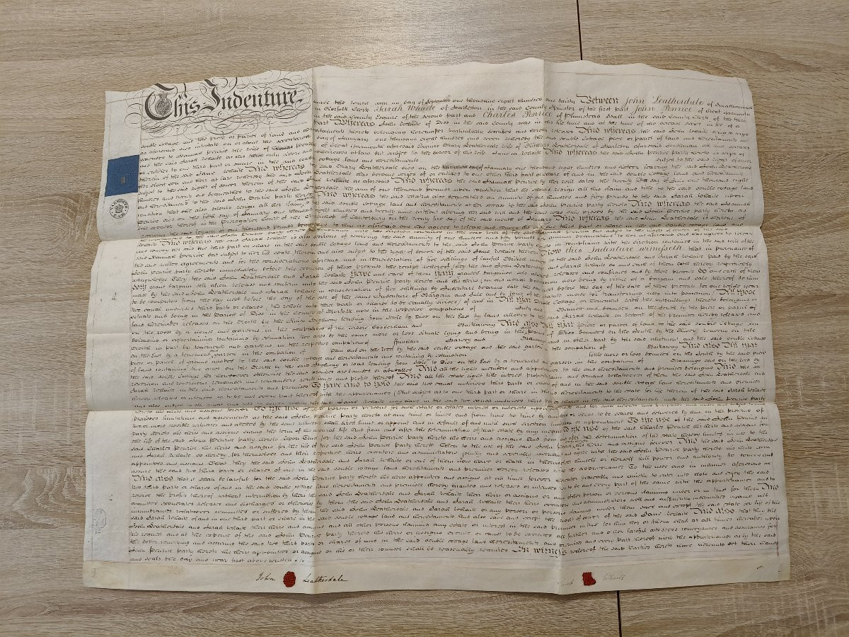 Document d'engagement rare en vélin du XIXe siècle, belle écriture, Angleterre-photo-5