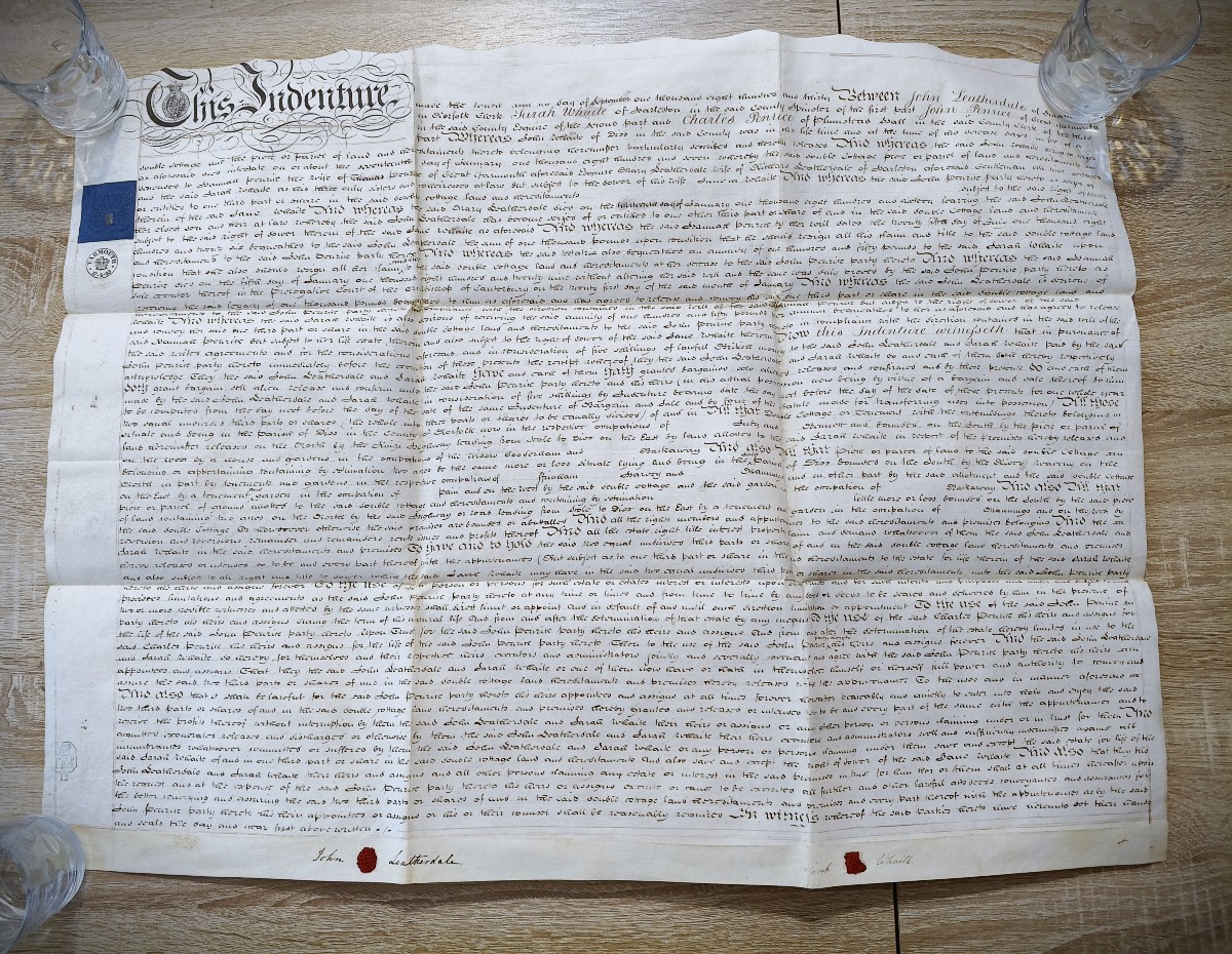 Document d'engagement rare en vélin du XIXe siècle, belle écriture, Angleterre