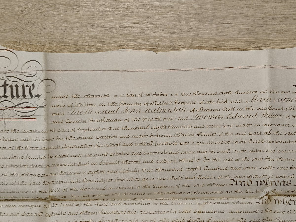 Document d'engagement rare et ancien en double feuille de vélin, manuscrit, Angleterre-photo-4