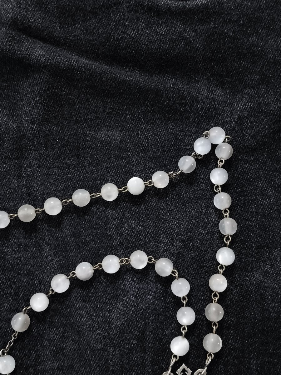 19th Cent. Rosary Mother-of-pearl Beads Silvered. Seville, Spain-photo-4